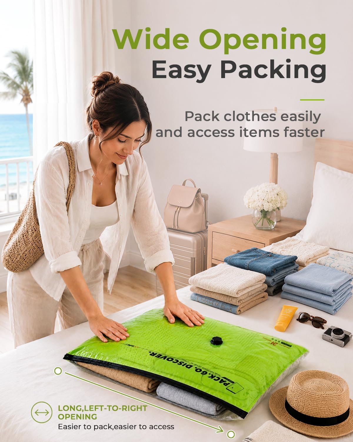 Vacbird Color-Coded Vacuum Storage Bags for Travel with Cordless Pump - Image 3