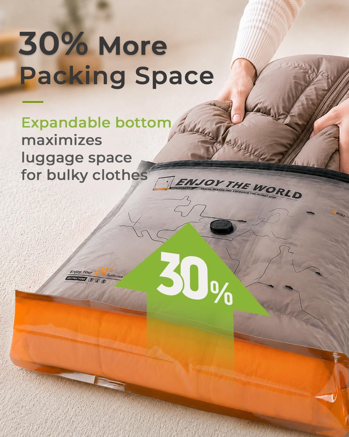 Vacbird Color-Coded Vacuum Storage Bags for Travel with Cordless Pump - Image 5