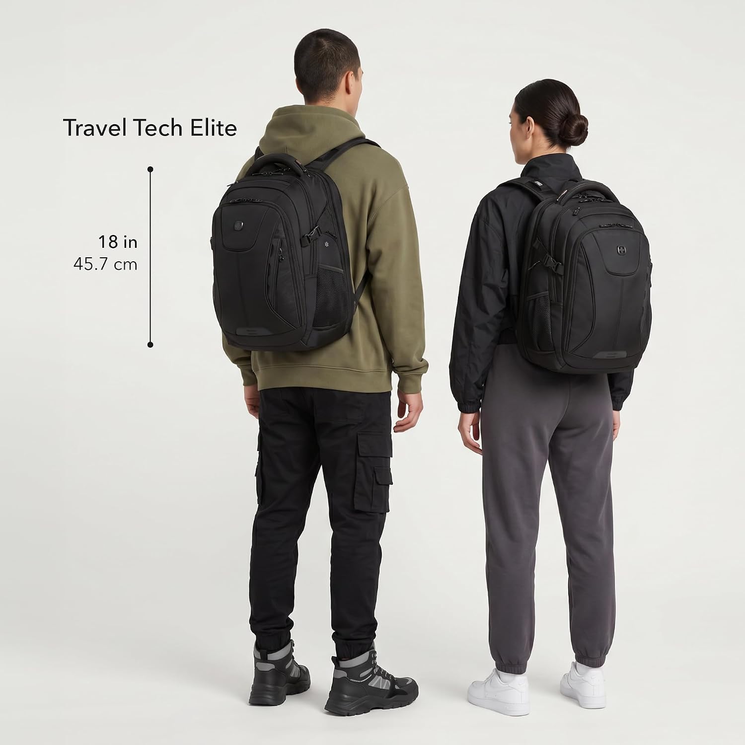 SwissGear Travel Tech Elite Laptop Backpack – Fits Laptops up to 16” – ScanSmart TSA-Friendly Backpack with USB Port, Shoe Compartment & Organizer Pockets – Black Dot - Image 7
