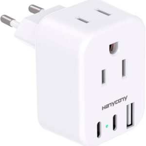 European Travel Plug Adapter, International Power Adapter, US to Europe