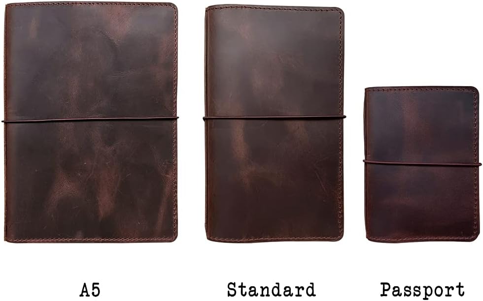 Travelers Notebook Cover with Inner Pockets, Card Slots and Pen Holder, Passport Size, Dark Brown - Image 7