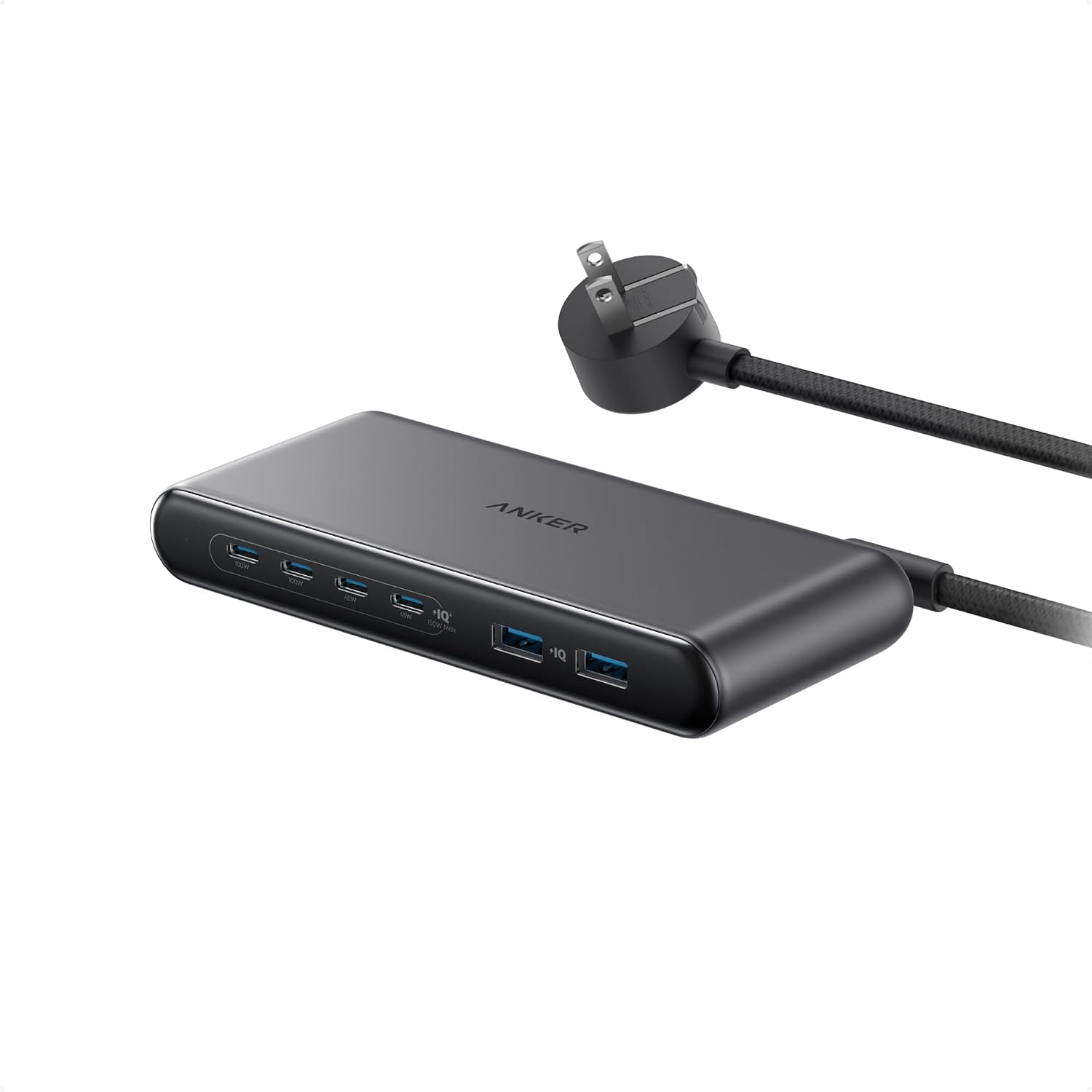 Anker Travel Charging Station, 150W Slim USB C Charger, 4 USB C, 2 USB A