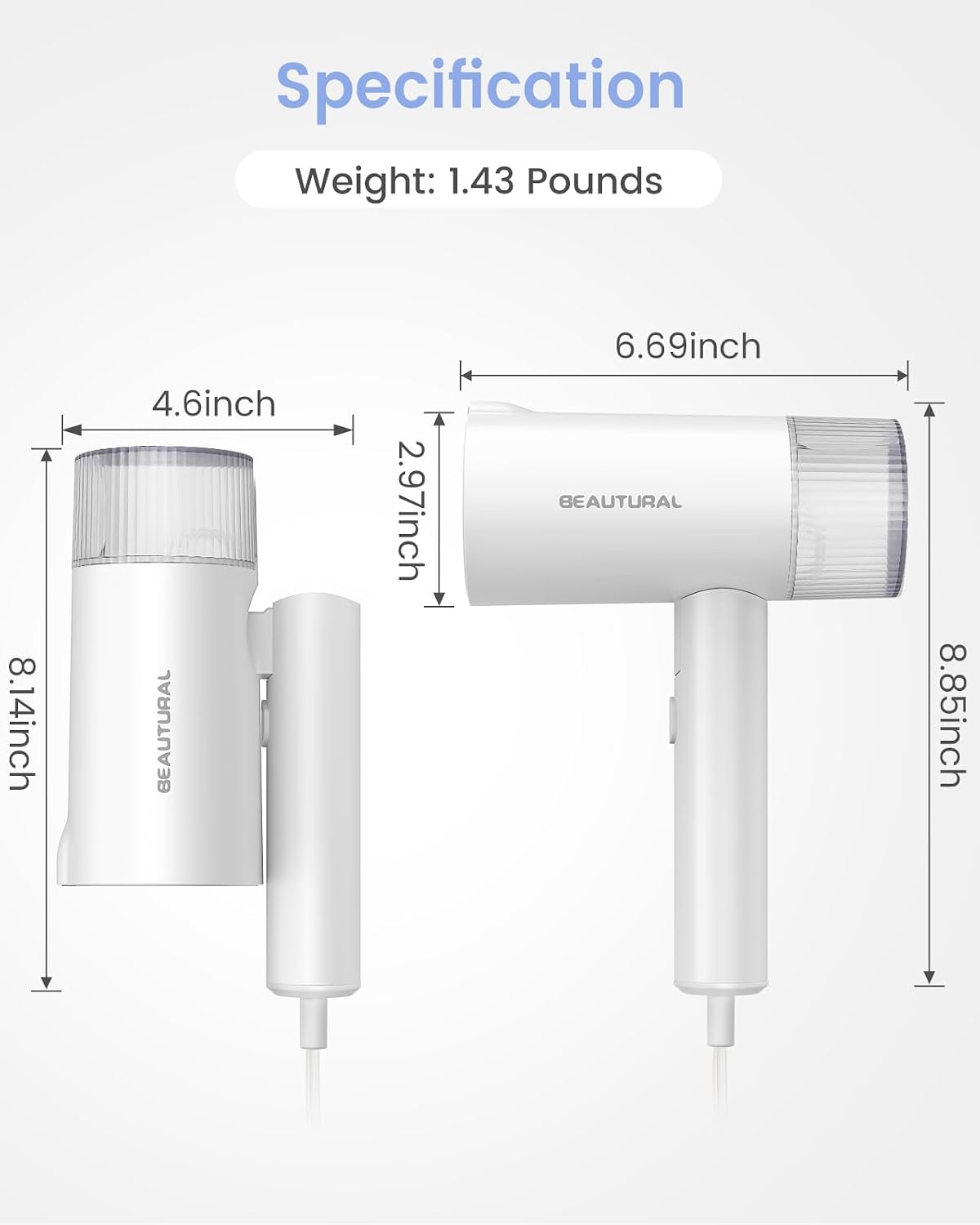 BEAUTURAL Travel Steamer for Clothes, Portable & Handheld, 120V Only, White - Image 7