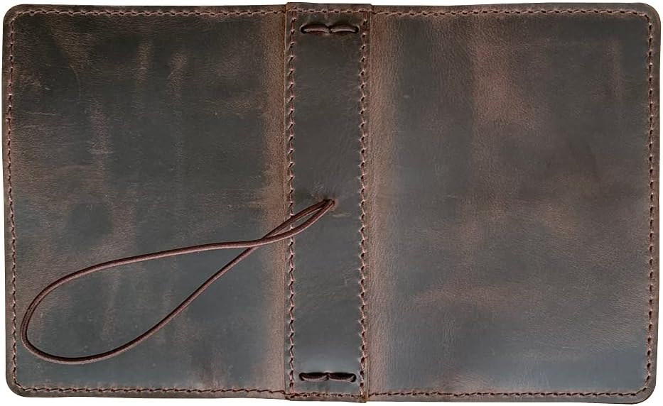 Travelers Notebook Cover with Inner Pockets, Card Slots and Pen Holder, Passport Size, Dark Brown - Image 5