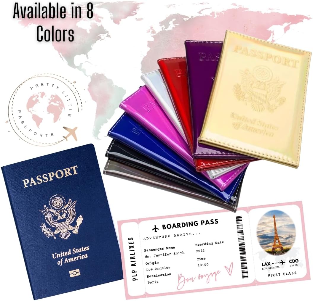 Chrome Passport Cover Vaccine Card Holder Combo, Passport Holder with Vaccine Card Slot (Pink) - Image 3