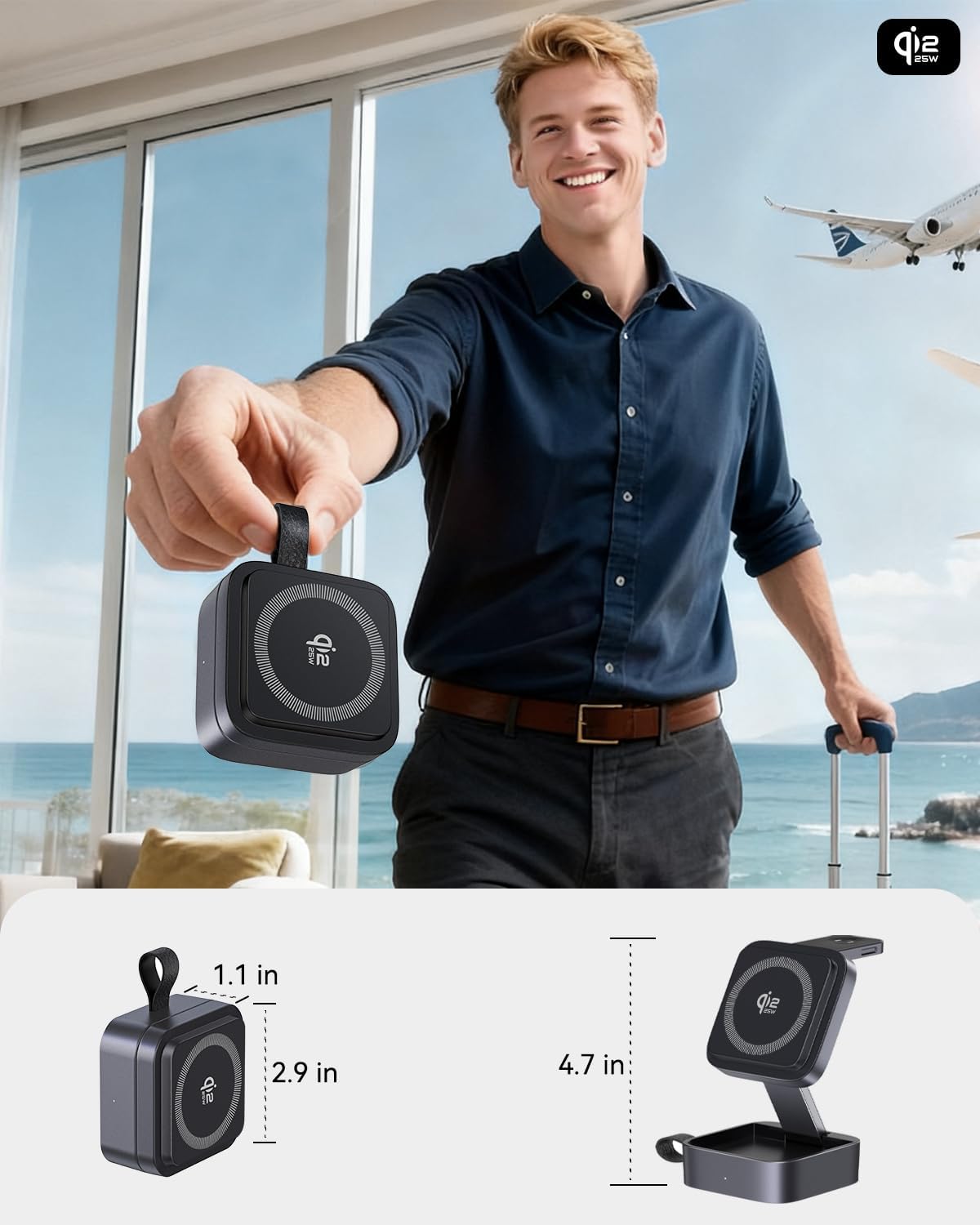 Wireless Charging Station 3 in 1 for Apple Devices, Magnetic Foldable Travel Fast Charger Stand Compatible with MagSafe for iPhone Air/18/17/16/15/14/13/12 Series, Apple Watch & Pro/4/3/2-Black - Image 2