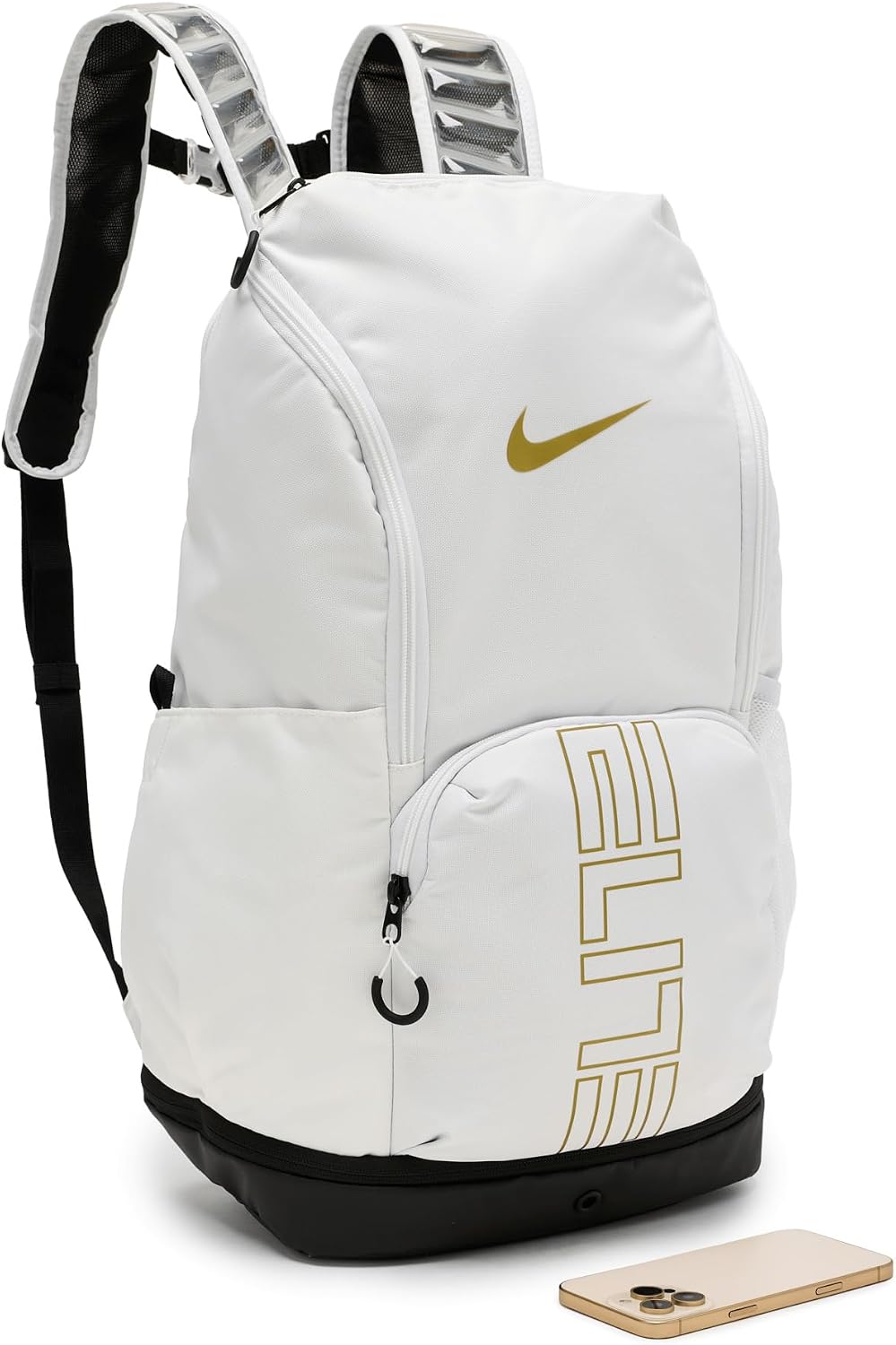 Nike Varsity Elite Backpack (32L), White/Black/Metallic Gold, MISC - Image 3