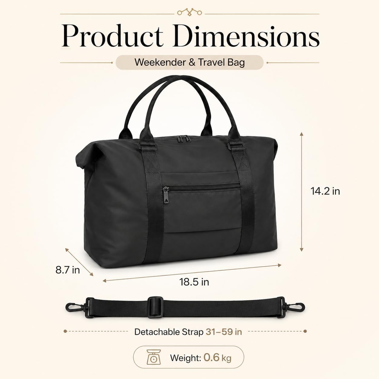 Travel Duffle Bag, Weekender Travel Bag Men Small Gym Bag for Women, Hospital Bag for Labor and Delivery, Overnight Bag Luggage Bag with Trolley Sleeve, Airplane Travel Essentials for Flying(Black) - Image 5