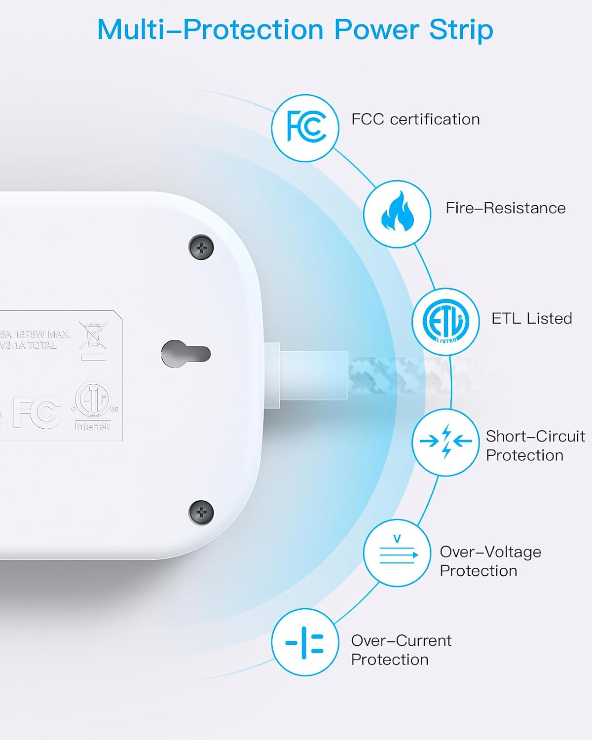 Cruise Essentials 2026,One Beat Travel Power Strip with USB C,Flat Plug 6ft - Image 7