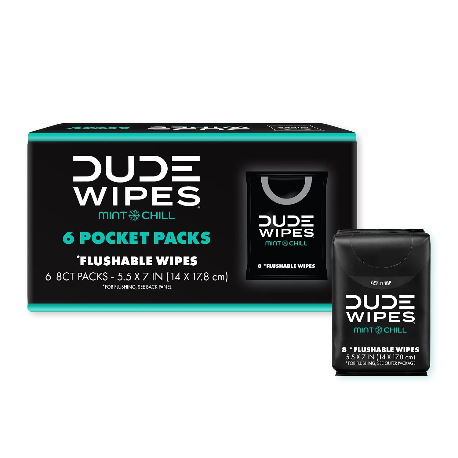 DUDE Wipes Mint Chill Pocket Packs, Adult Flushable Travel Wipes, 48 Count - Image 7
