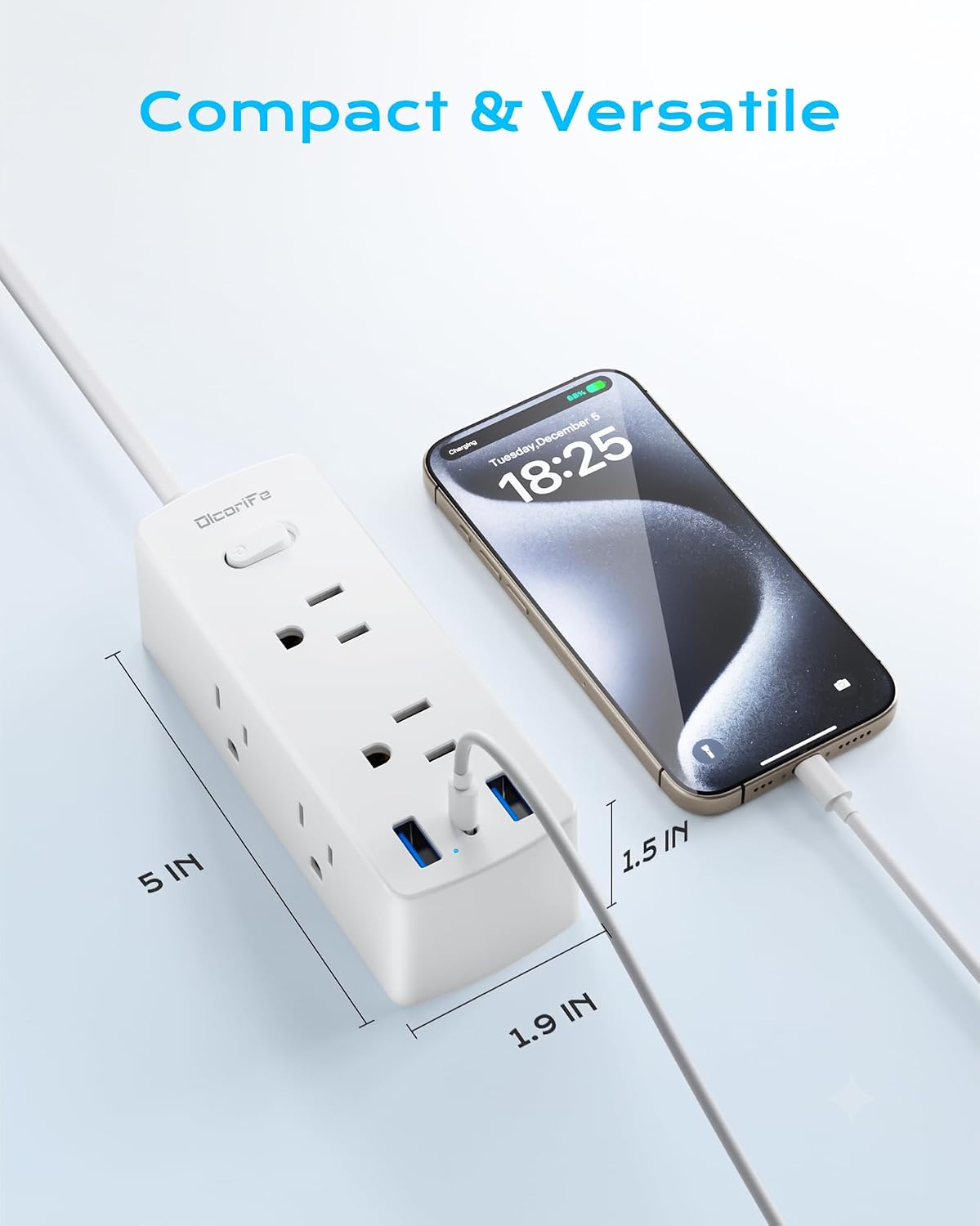 European Travel Plug Adapter, Olcorife Universal Travel Adapter for EU UK US AUS, 6 Outlets 3 USB Ports with 5ft Extension Cord, International Power Adapter for US to Europe UK AUS - Image 5
