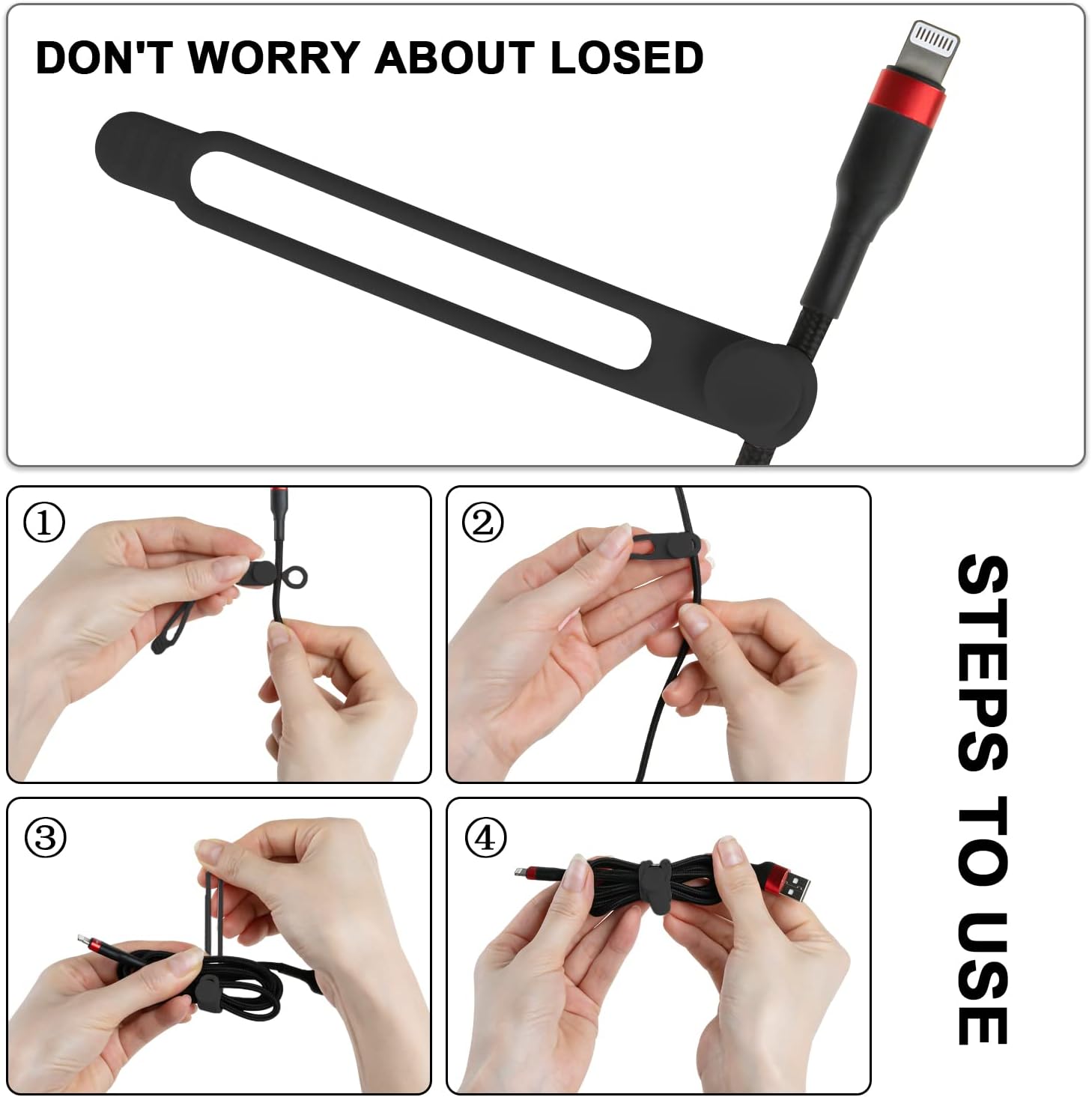 24Pcs Silicone Cable Ties, Cord Organizer Cable Management-Multi - Image 3