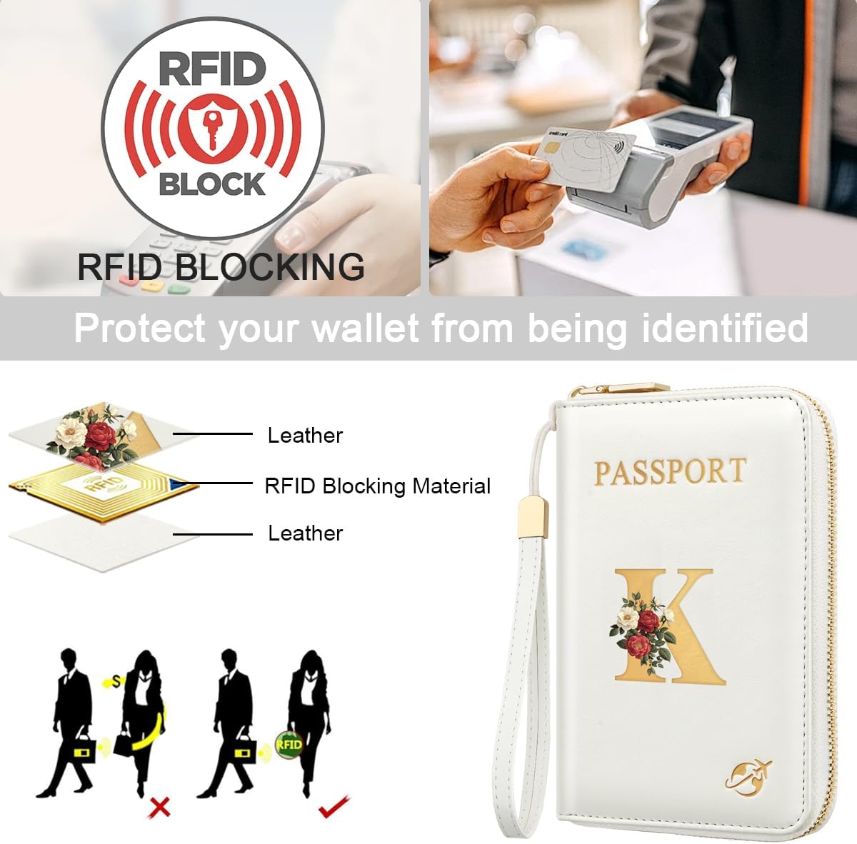 Passport Holder for Travel Personalized Wallet with Wristlet Women - Image 7
