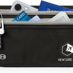 VENTURE 4TH Travel Money Belt, RFID Blocking Passport Holder - Black