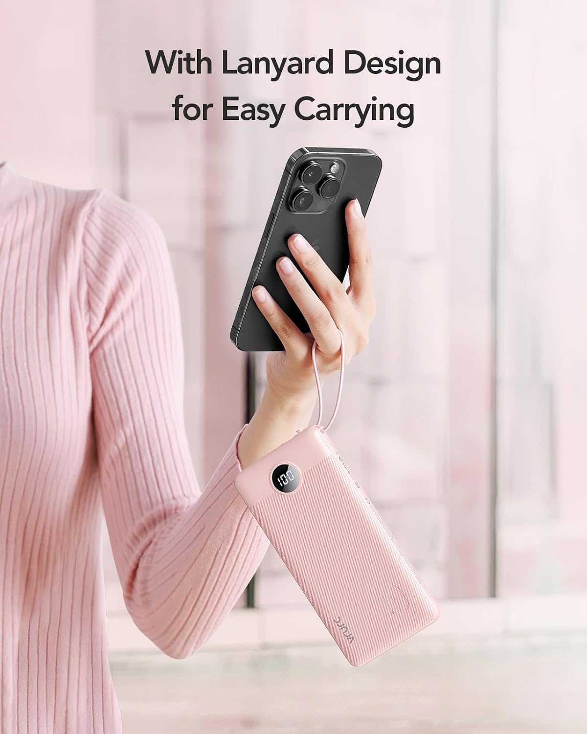 VRURC Portable Charger, Slim Power Bank Built-in 4 Cables, Travel Essential - Image 7