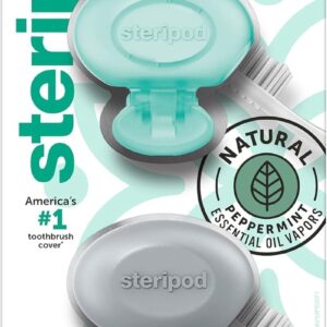 Steripod Clip-On Toothbrush Protectors, Peppermint Scent, 2 Count