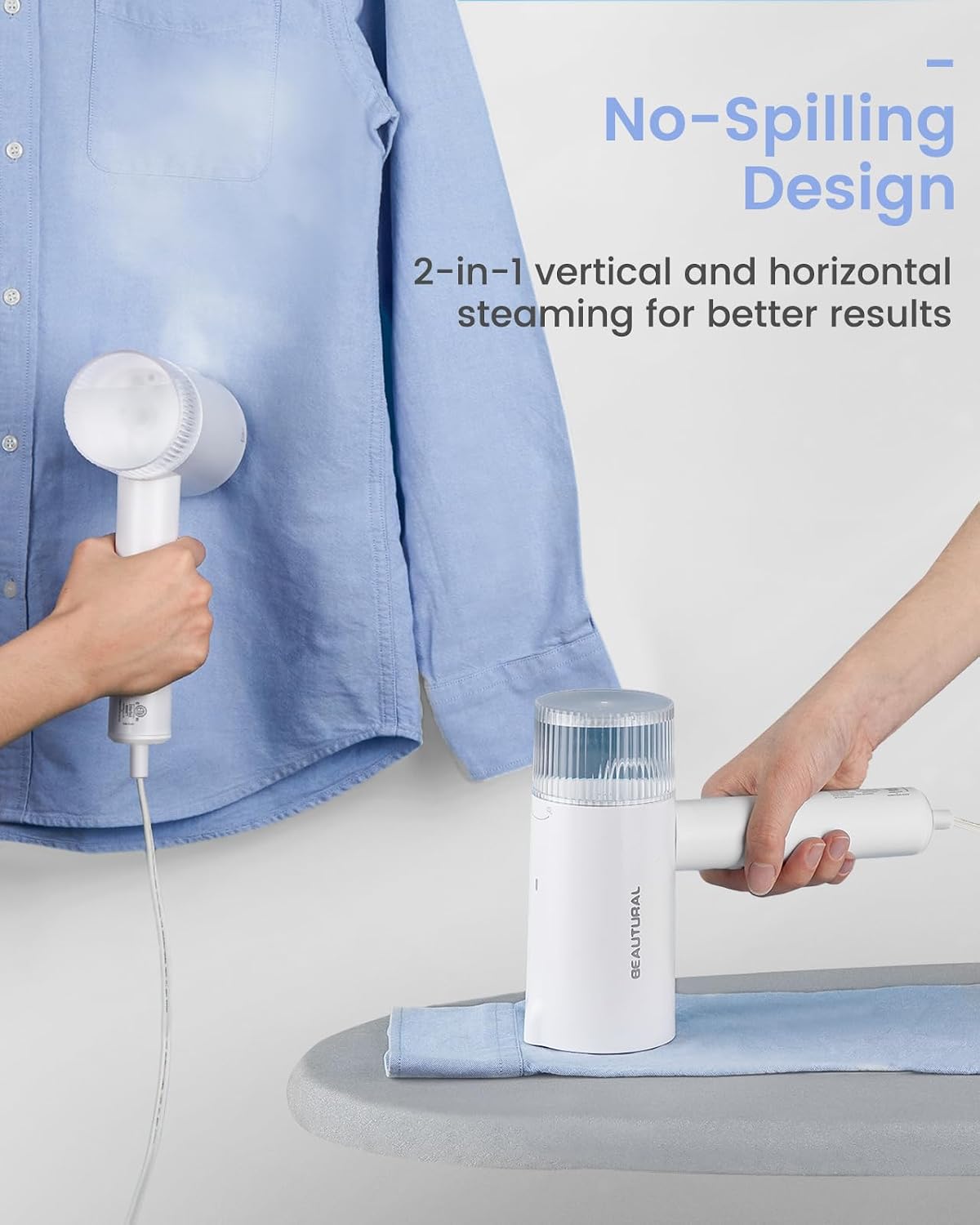 BEAUTURAL Travel Steamer for Clothes, Portable & Handheld, 120V Only, White - Image 4