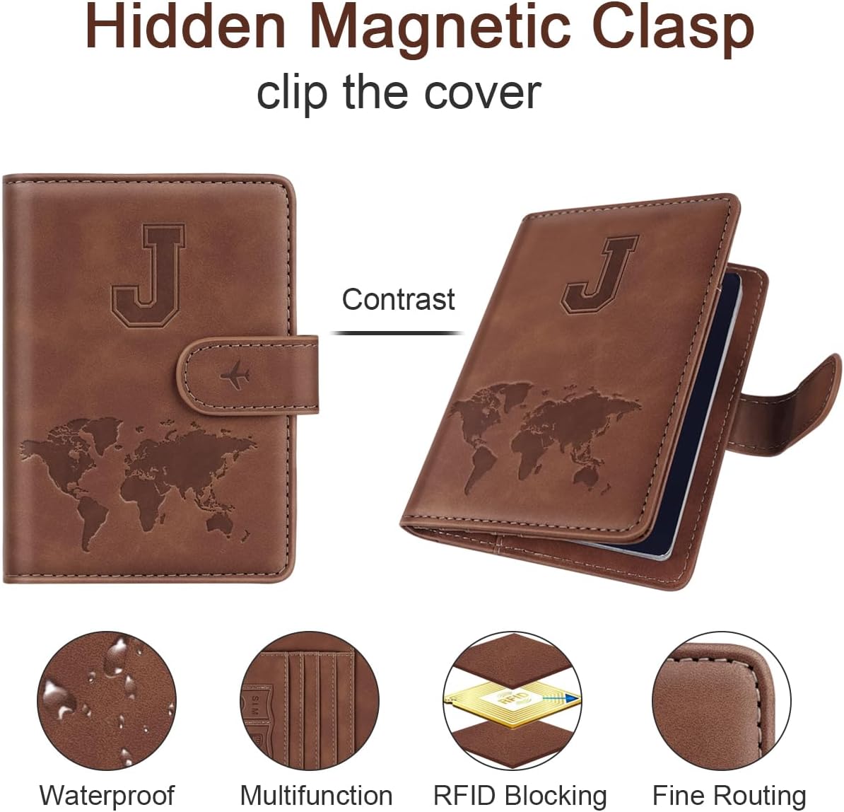 Passport Holder Wallet Cover Personalized Initial Travel Essentials - Image 4