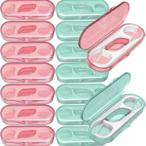 QUALIALL Travel Dental Floss Pick Case, 14 Packs, Green, Pink