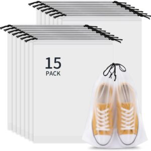 Shoe Bags for Travel, 15 Pack Clear Drawstring Bags for Packing