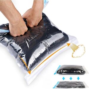 ALMING Compression Bags - Travel Essentials - 12 Pack Space Saver Bags - No Vacuum Pump Or Air Extractor is Needed - Storage Accessorie and Home Packing Organizers (transparent)