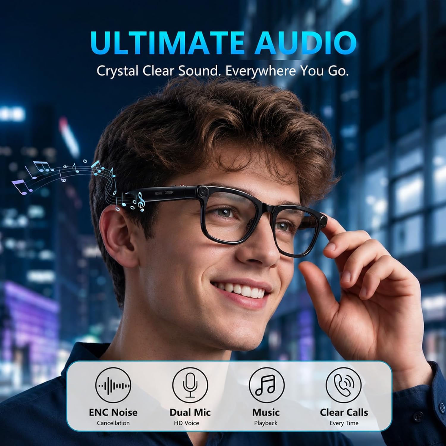 KAIGERR AI Smart Glasses,13MP Camera, 20H Battery, ChatGPT Translations - Image 5