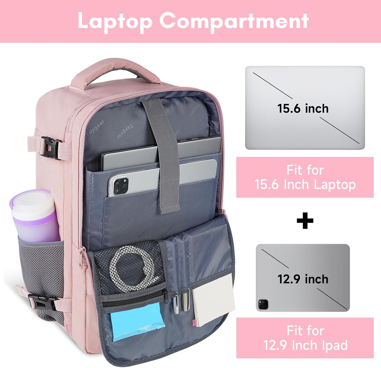 Taygeer Travel Backpack for Women, TSA Carry On Backpack Flight Approved - Image 5