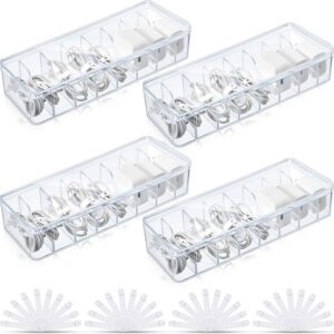 Tatuo Cord Organizer Box with Lid, Clear, 4 Pack