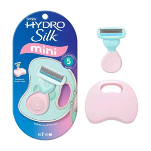 Schick Hydro Silk Mini 5 Blade Razor for Women, 1 Handle, 1 Refill & 1 Case