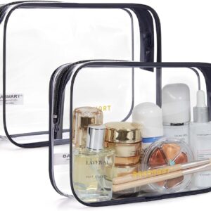 BAGSMART Clear Toiletry Bag 2-Pack TSA Approved Water-Repellent, Black