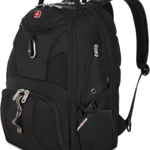 SWISSGEAR 1900 ScanSmart Laptop Backpack, Fits Most 17-Inch Laptops, TSA-Friendly Lay-Flat Design, RFID Protection, and Tablet Pocket, Black, 31L, 18.5-Inch