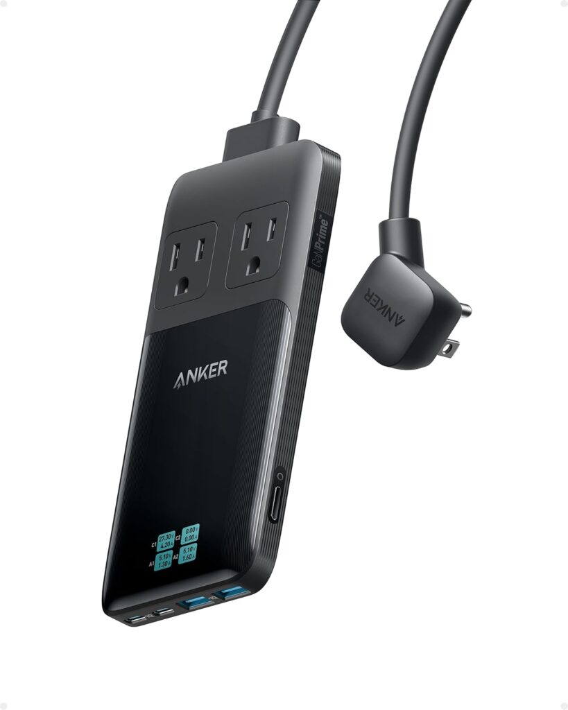 Anker Prime Charging Station, 140W 6-in-1 Travel Power Strip, 2 USB C