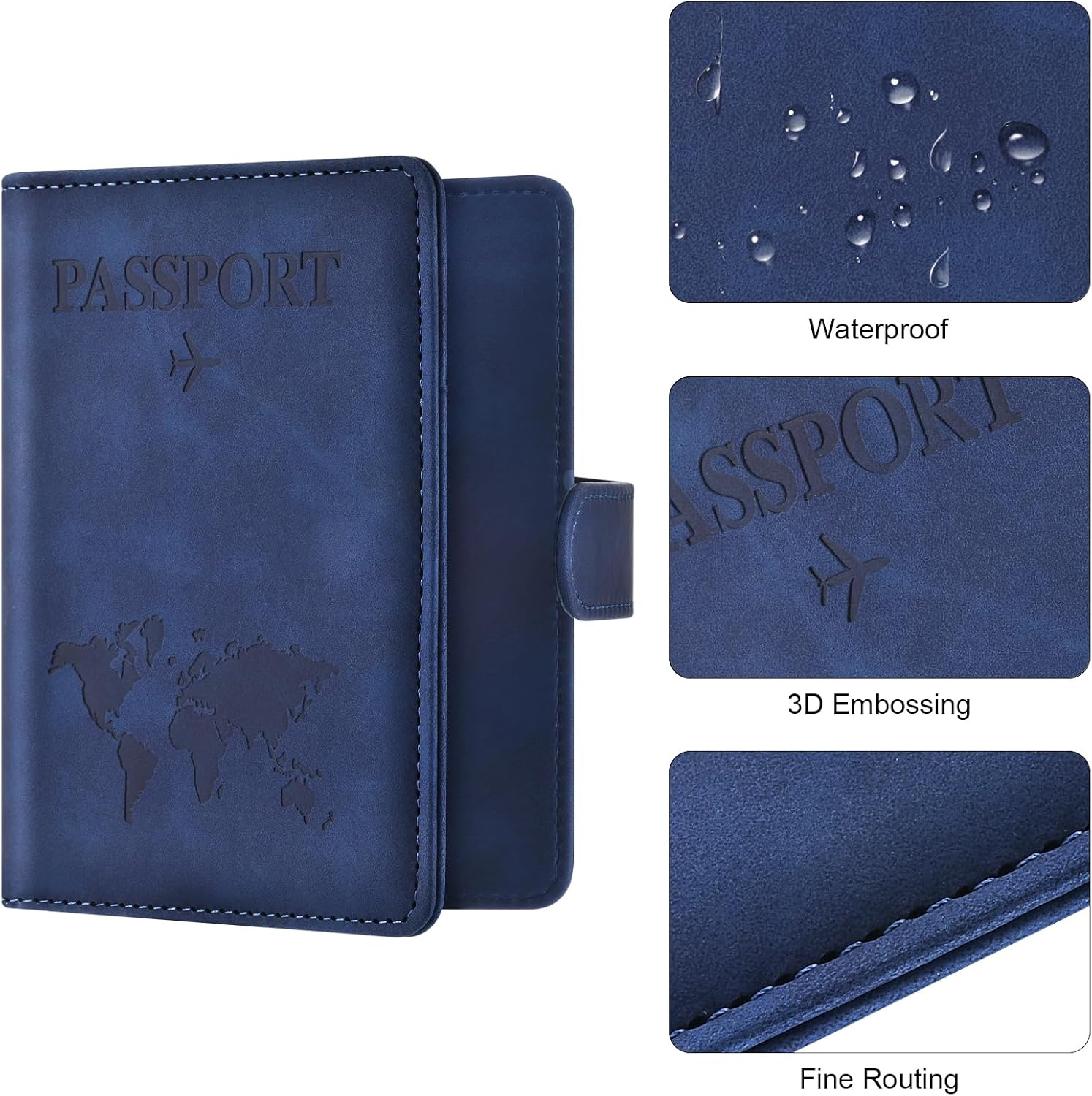 Eoehro Passport Holder for Travel Essentials, Passport Wallet Cover Case for Travel Must Haves Accessories,Passport Book Holders for Women and Men(dark blue) - Image 5