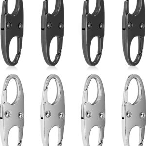 8 Pcs Anti-Theft Small Carabiner Clip, Double Opening Zipper Pull Replacement, Elegant Zinc Alloy Zipper Clips for Backpacks, Luggage, Duffel Bags, Travel Essentials - 4 Silver & 4 Gunmetal