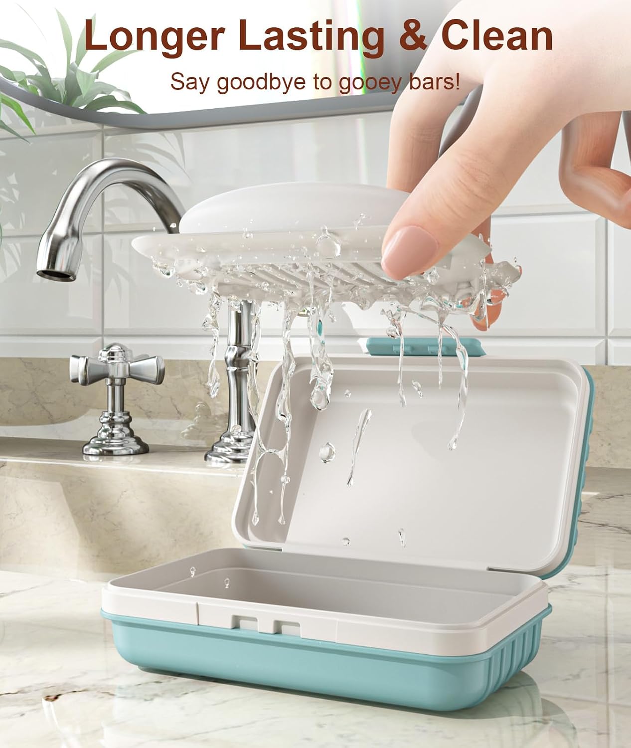 Quatish Leakproof Bar Soap Holder Dish with Lid for Shower, Portable 1 Pack Travel Soap Case Box for Gym, Camping, Hiking, Outdoor Use, Travel Size Toiletries Essentials, Keeps Soap Dry, Blue - Image 4
