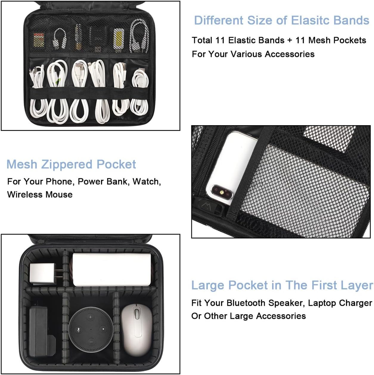 MATEIN Cable Organizer Bag, Travel Electronic Storage Cord Organizer Box - Image 4