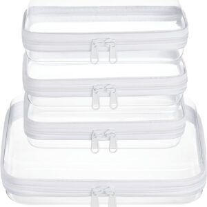 4 pcs Clear Zipper Pouches,Hard Shell Zipper Case