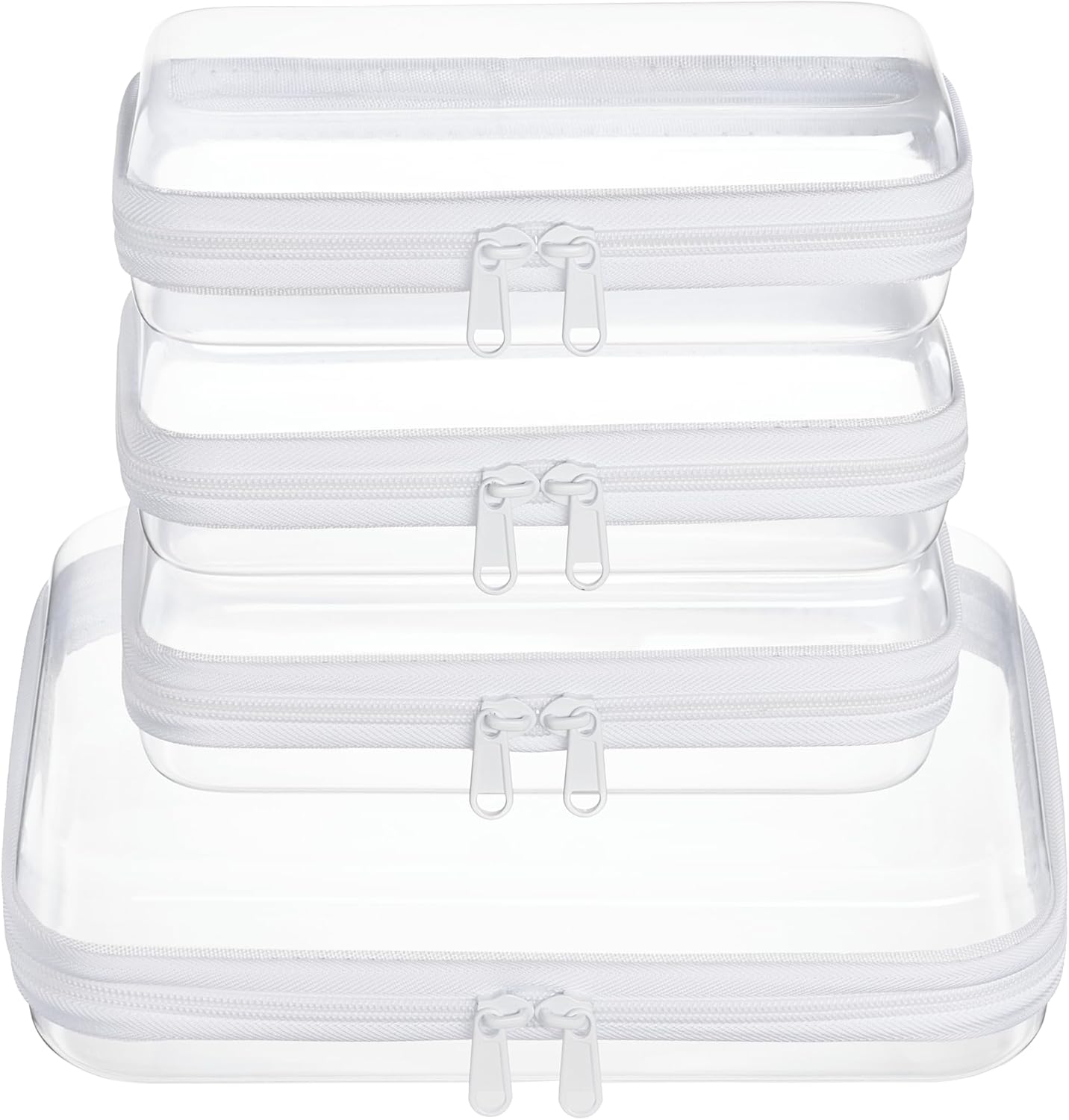 4 pcs Clear Zipper Pouches,Hard Shell Zipper Case