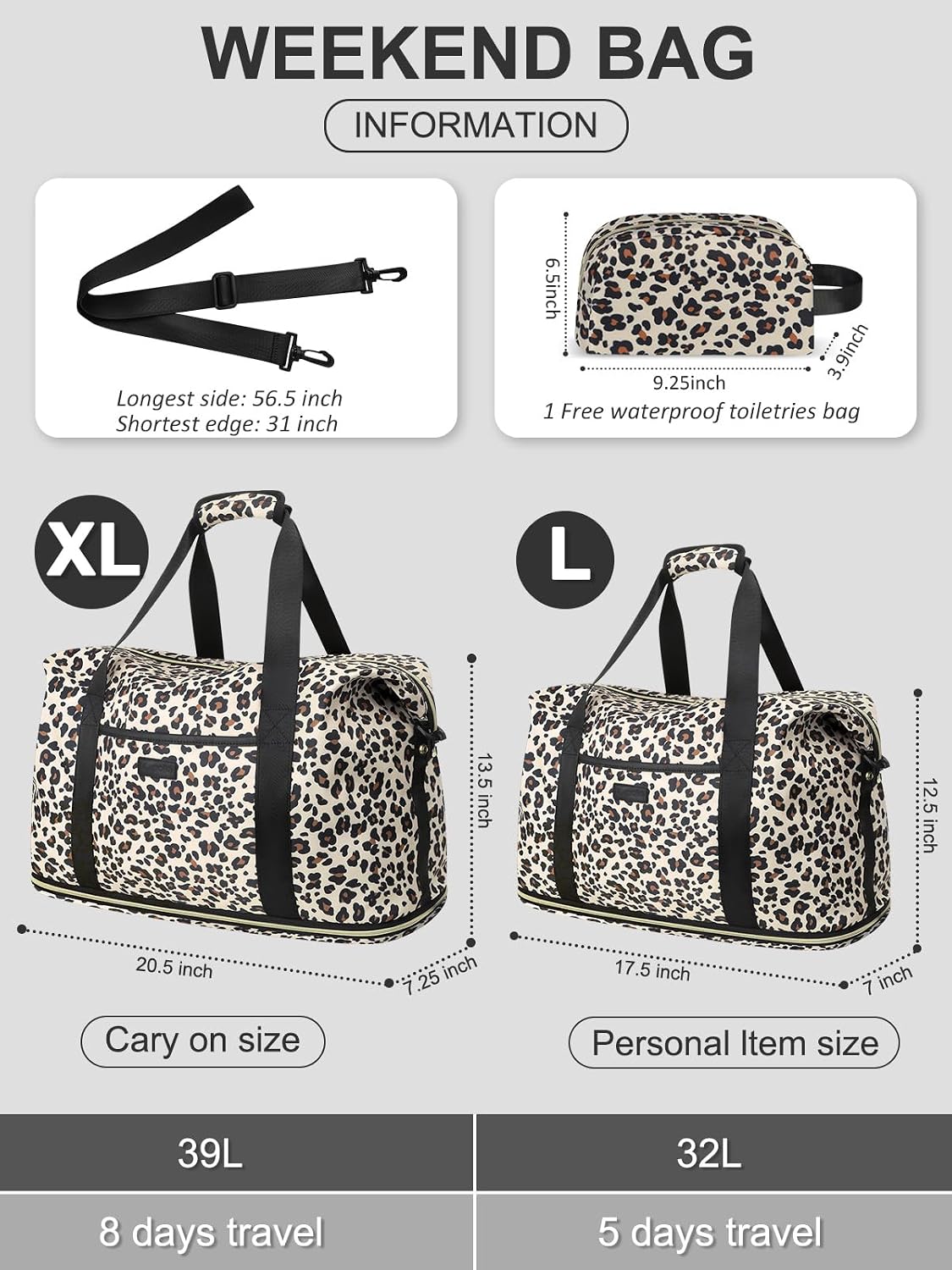 Capolo Expandable Travel Duffle Bag Weekender Overnight Bags for Women Men - Image 2