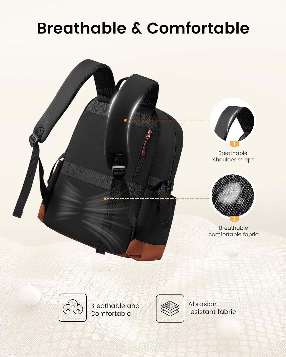 LOVEVOOK Laptop Backpack for Women Men with Large Cup Holder,15.6 Inch Work Travel Backpack Computer Laptop Bag,Waterproof Teacher Nurse College Business Office Carry on Backpack Purse,Back Pack Gifts - Image 5