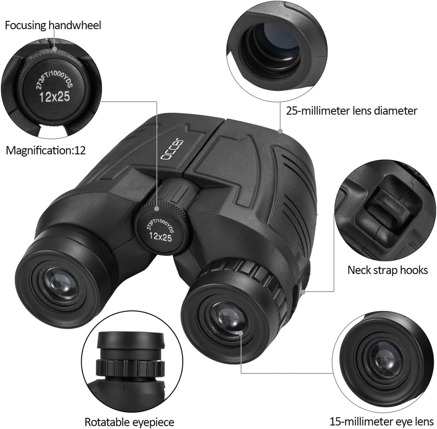 Occer 12x25 Compact Binoculars for Adults and Kids - Image 4