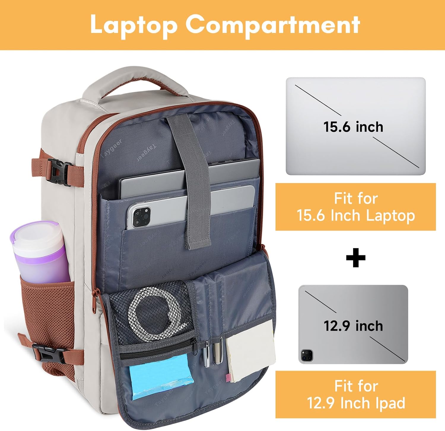 Taygeer Backpack for Women, College Backpack with Laptop Compartment - Image 5
