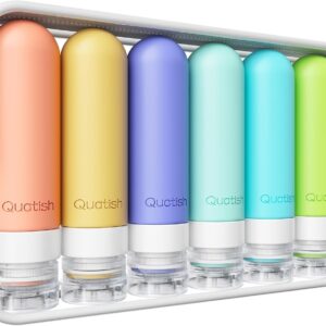 Quatish Travel Bottles for Toiletries 6 Pack, Original Patented Leakproof 3 oz Tsa Approved Travel Size Containers, BPA Free Silicone Shampoo and Conditioner Bottles, Camping Essentials