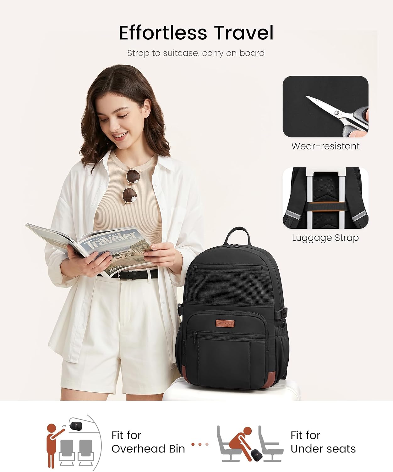 LOVEVOOK College Laptop Backpack for Women, Work Computer Travel Backpack - Image 6