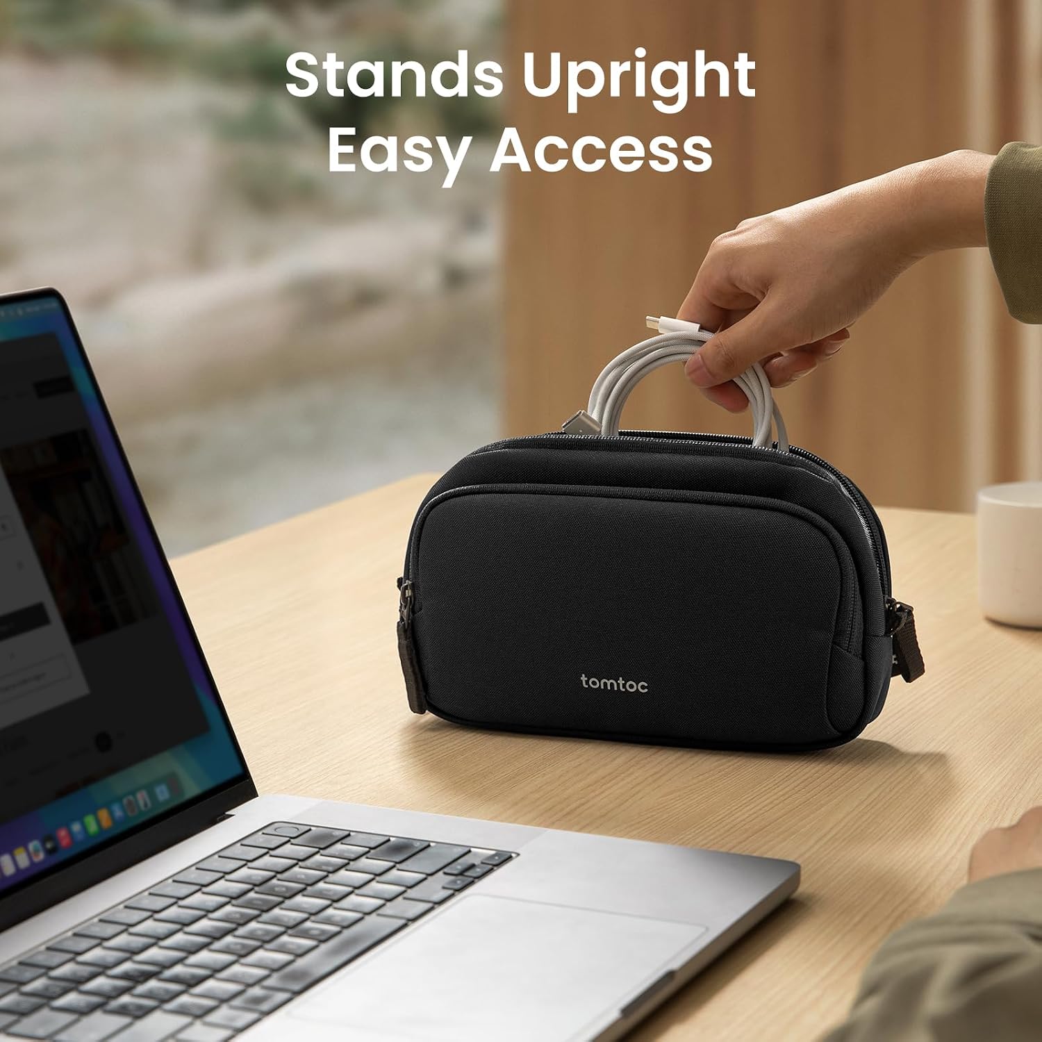 tomtoc Electronic Organizer Travel Case, Dual Compartment Tech Organization - Image 3