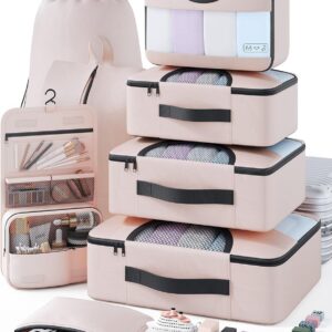 Veken 8 Set Packing Cubes for Travel Essentials, Suitcase Organizer Bags in 4 Sizes, Carry-On Luggage Accessories with Laundry Bag, Airplane Must Have, Gifts for Women Men