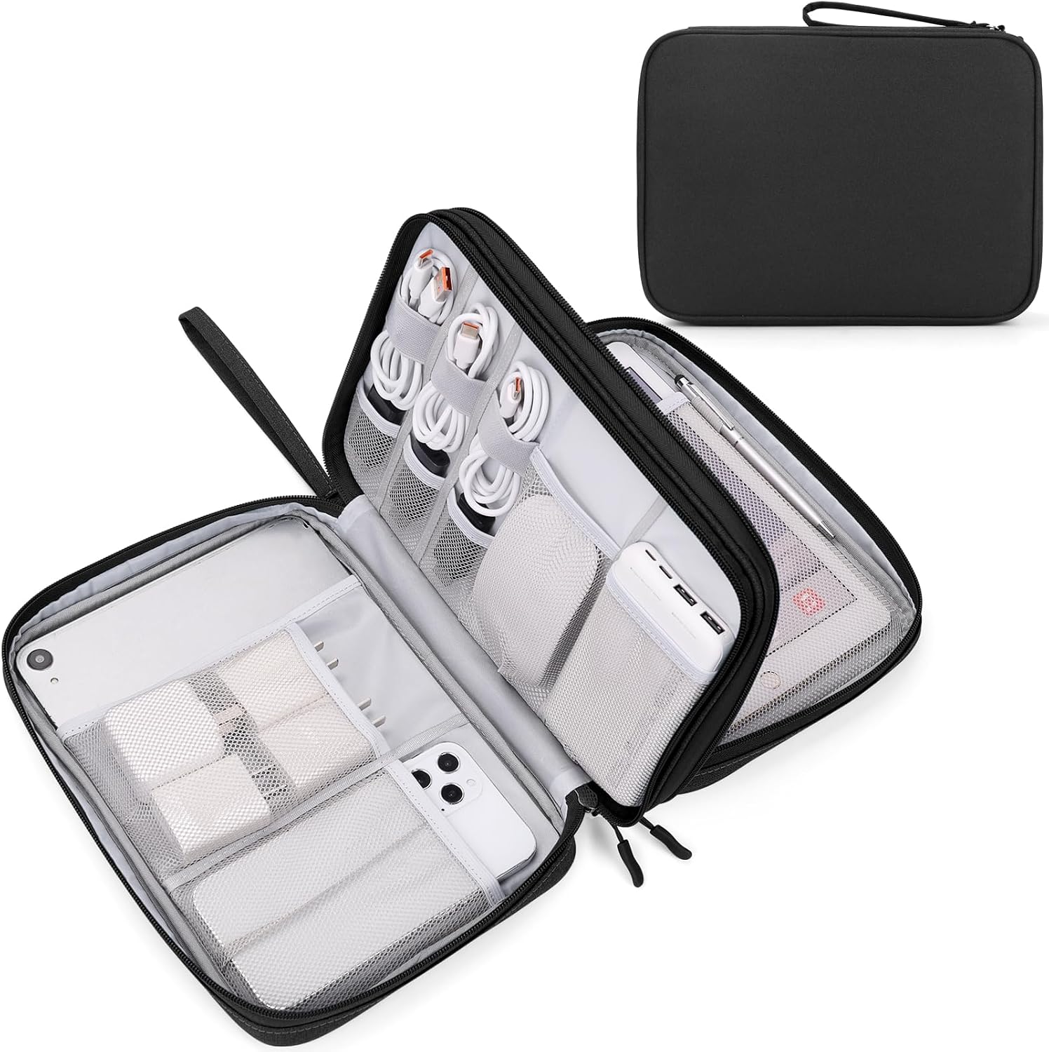 FYY Electronic Organizer, Travel Tech Pouch Bag, Extra Large, Black