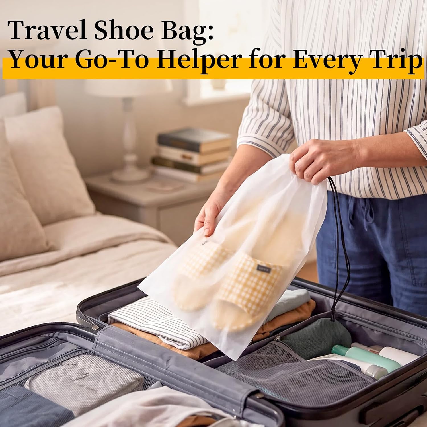 Shoe Bags for Travel, 15 Pack Clear Drawstring Bags for Packing - Image 7