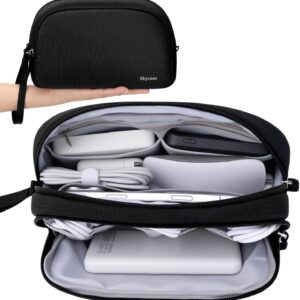 Skycase Electronics Travel Organizer 9 Compartment Dual Layer Tech Pouch Lightweight Water Resistant Travel Cable Organizer Bag for Chargers Cords Phone Power Bank Tech Essentials and Daily Items