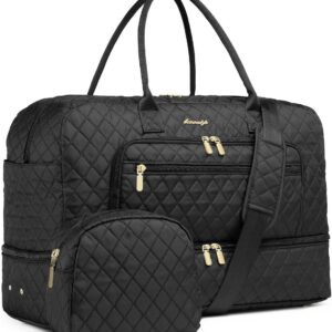 Large Travel Duffle Bags for Women: 35L Weekender Bag with Shoe Compartment